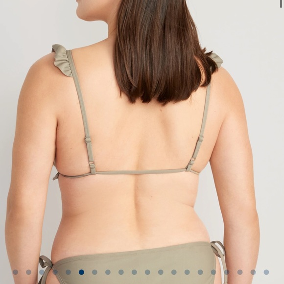 WT OLD NAVY Ruffle-Trimmed Triangle String Bikini Swim Top Color: Birch Leaf - Picture 5 of 8